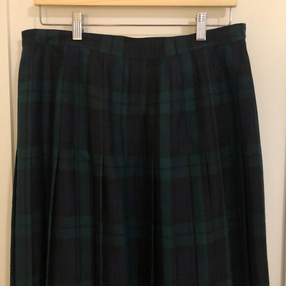 Vintage Pleated Girls Green Blue Tartan Wrap Skirt Punk Academia Cottagecore - Picture 5 of 11